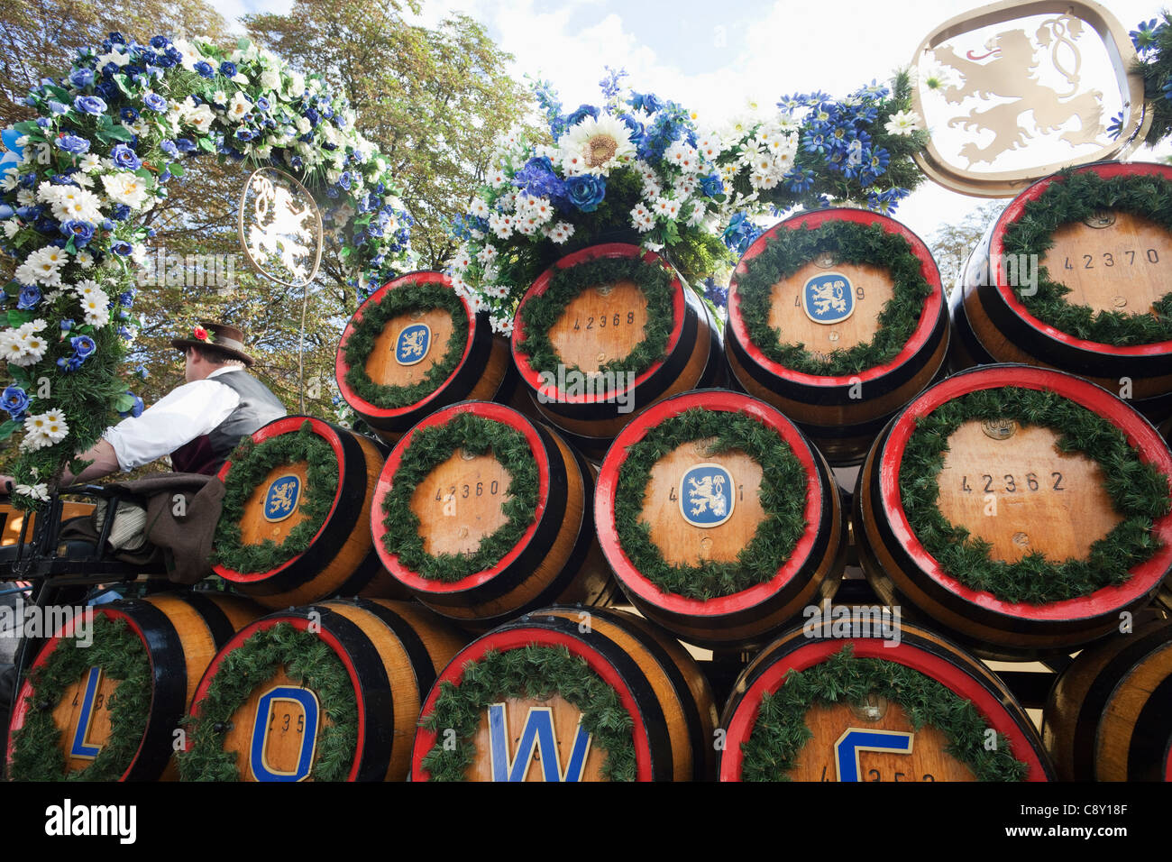 Germany, Bavaria, Munich, Oktoberfest, Beer Barrels Stock Photo Alamy