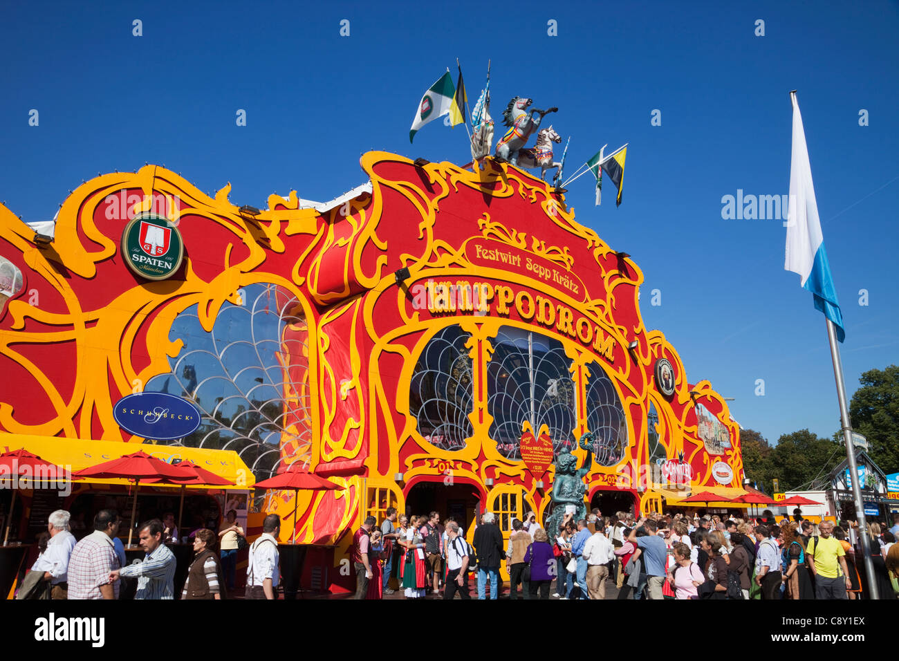 Germany, Bavaria, Munich, Oktoberfest, Hippodrom Beer Tent Stock Photo