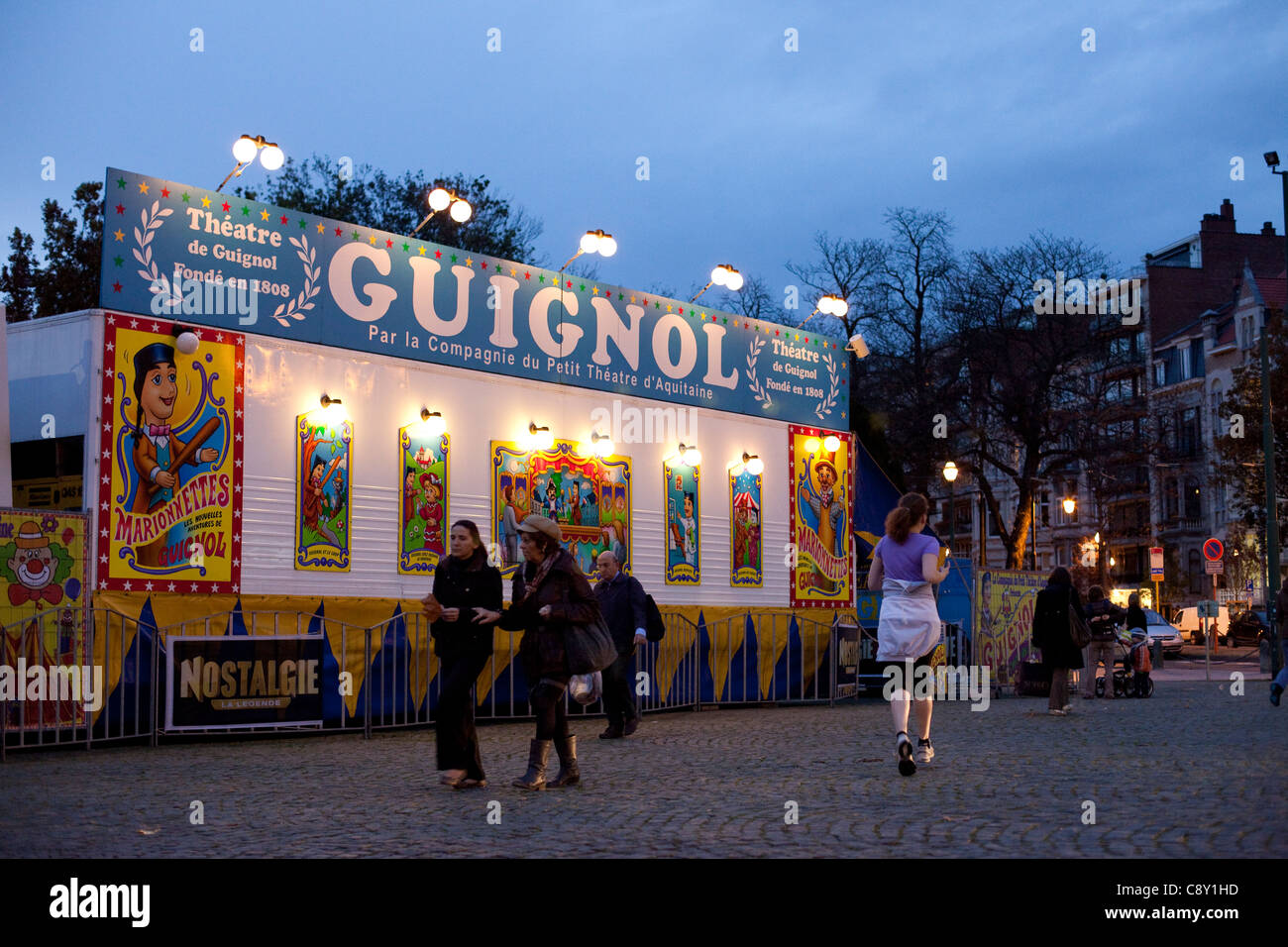 Sign of a puppet show in Brussels, Belgium Stock Photo Alamy