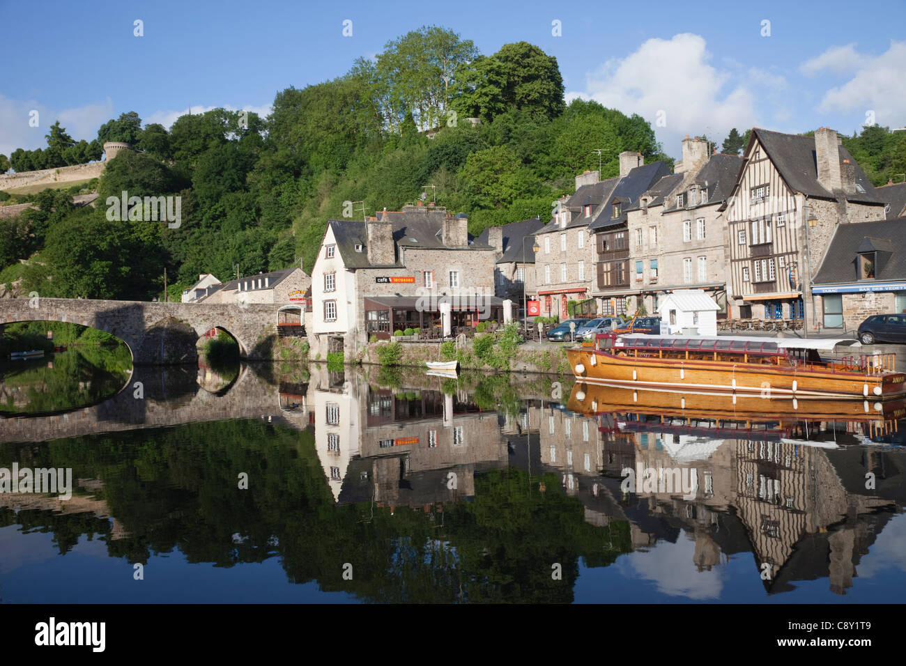 France, Brittany, Cotes-D'Armor, Dinan, The Port and River Rance Stock ...