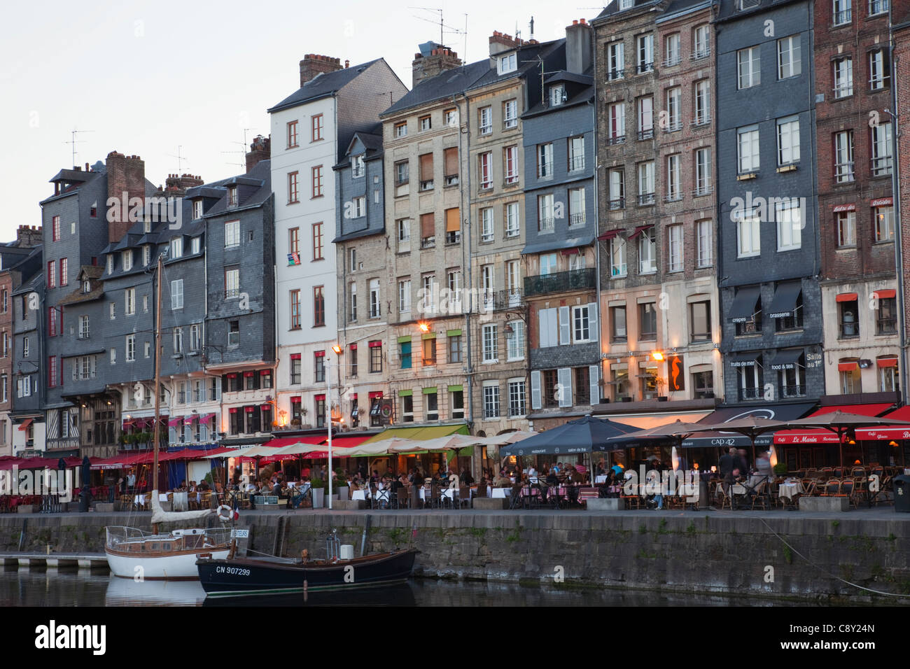 France, Normandy, Honfleur, Restaurants and Outdoor Cafes Stock Photo