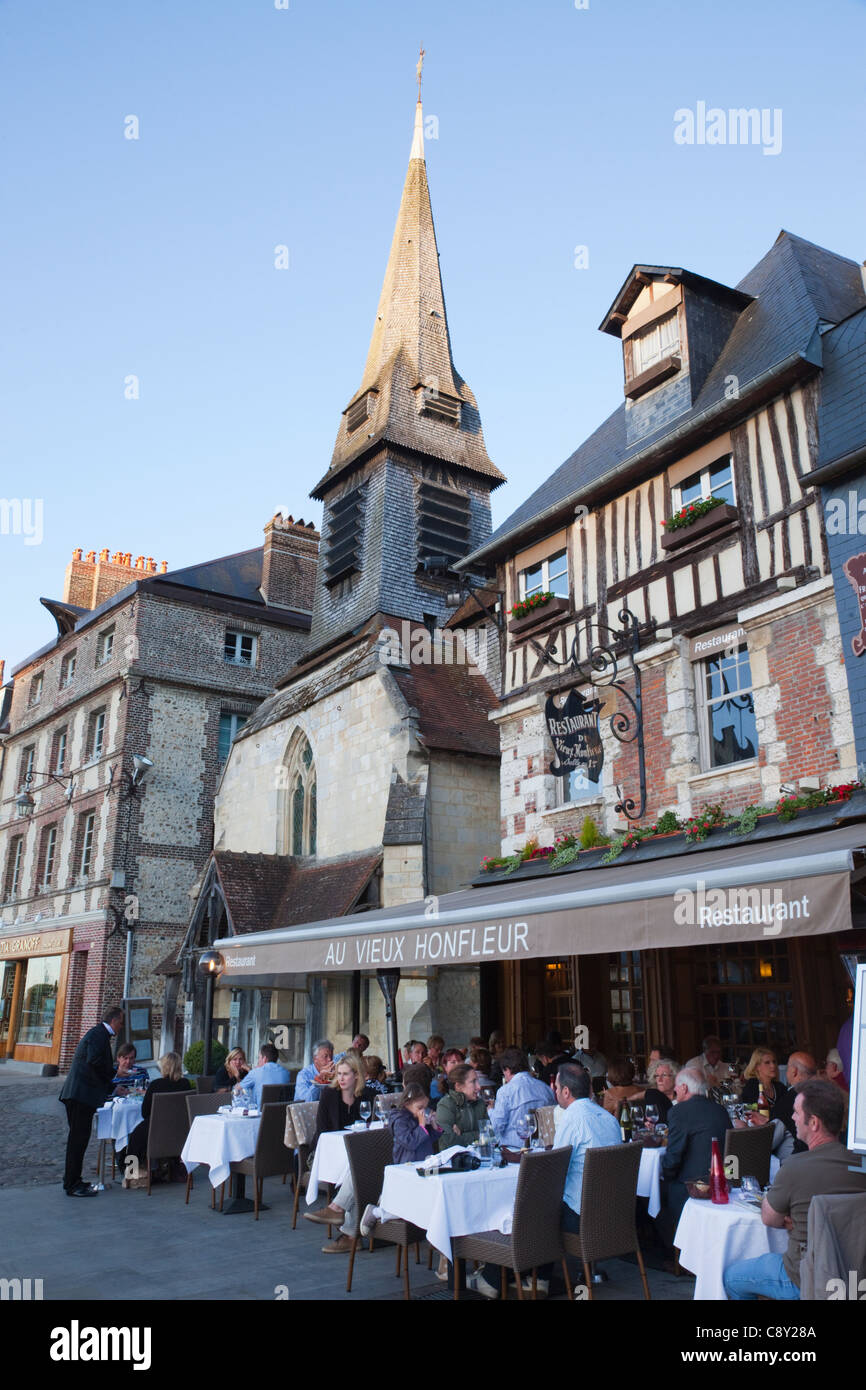 France, Normandy, Honfleur, Restaurants and Outdoor Cafes Stock Photo