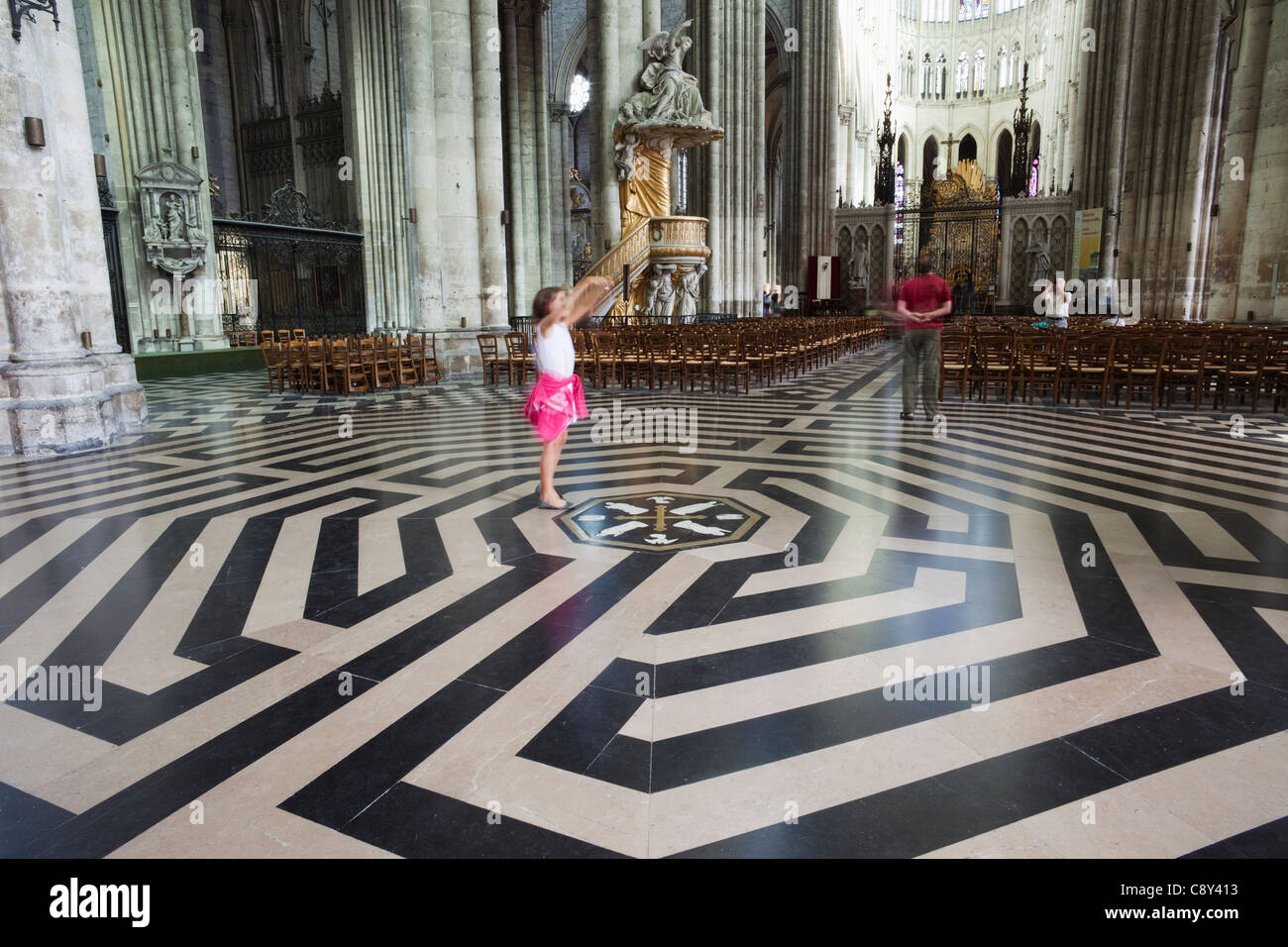 France, Somme, Amiens, Amiens Cathedral, The Labyrinth Stock Photo