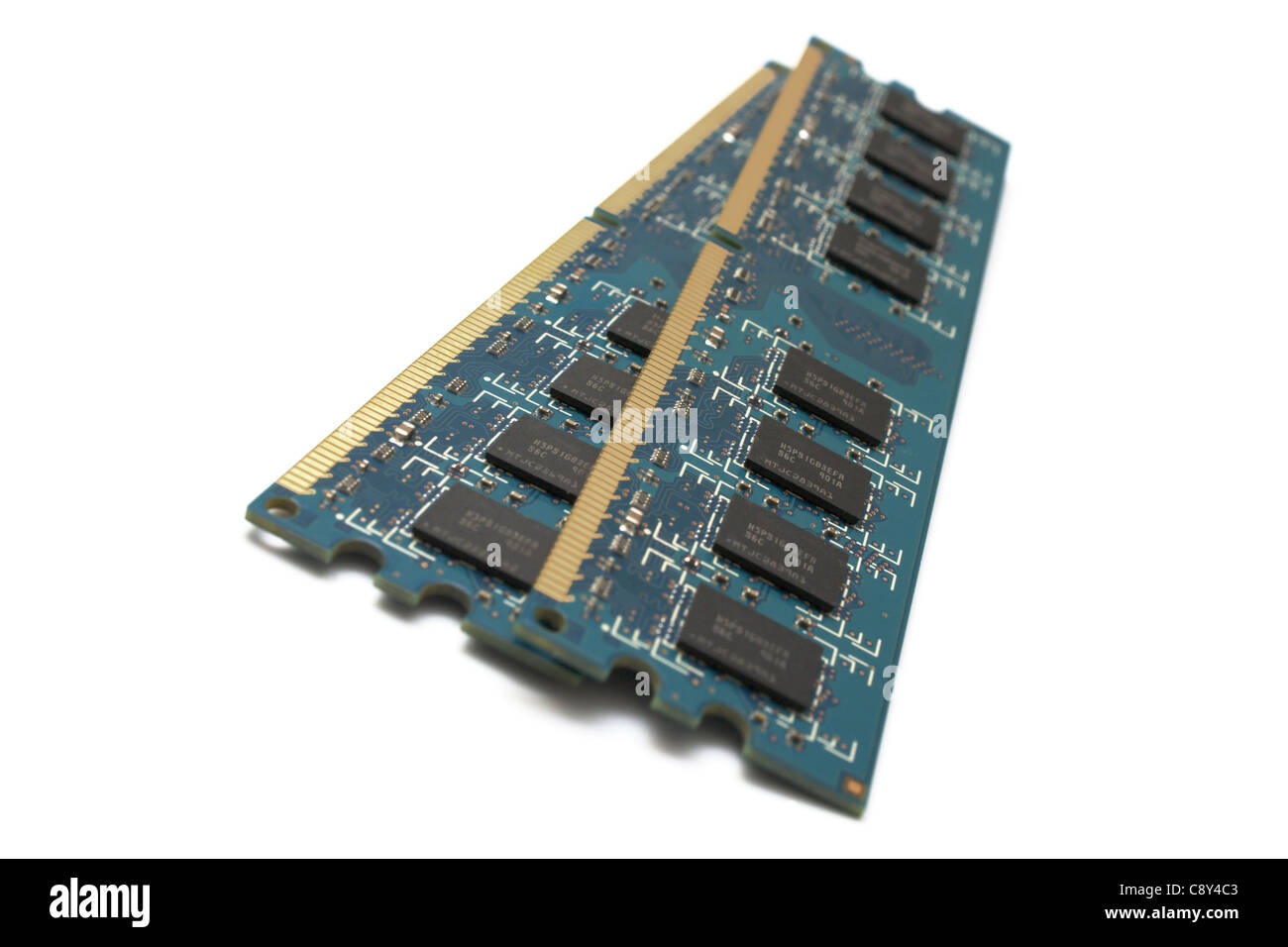 tvo PC ram memory modules isolated on white Stock Photo