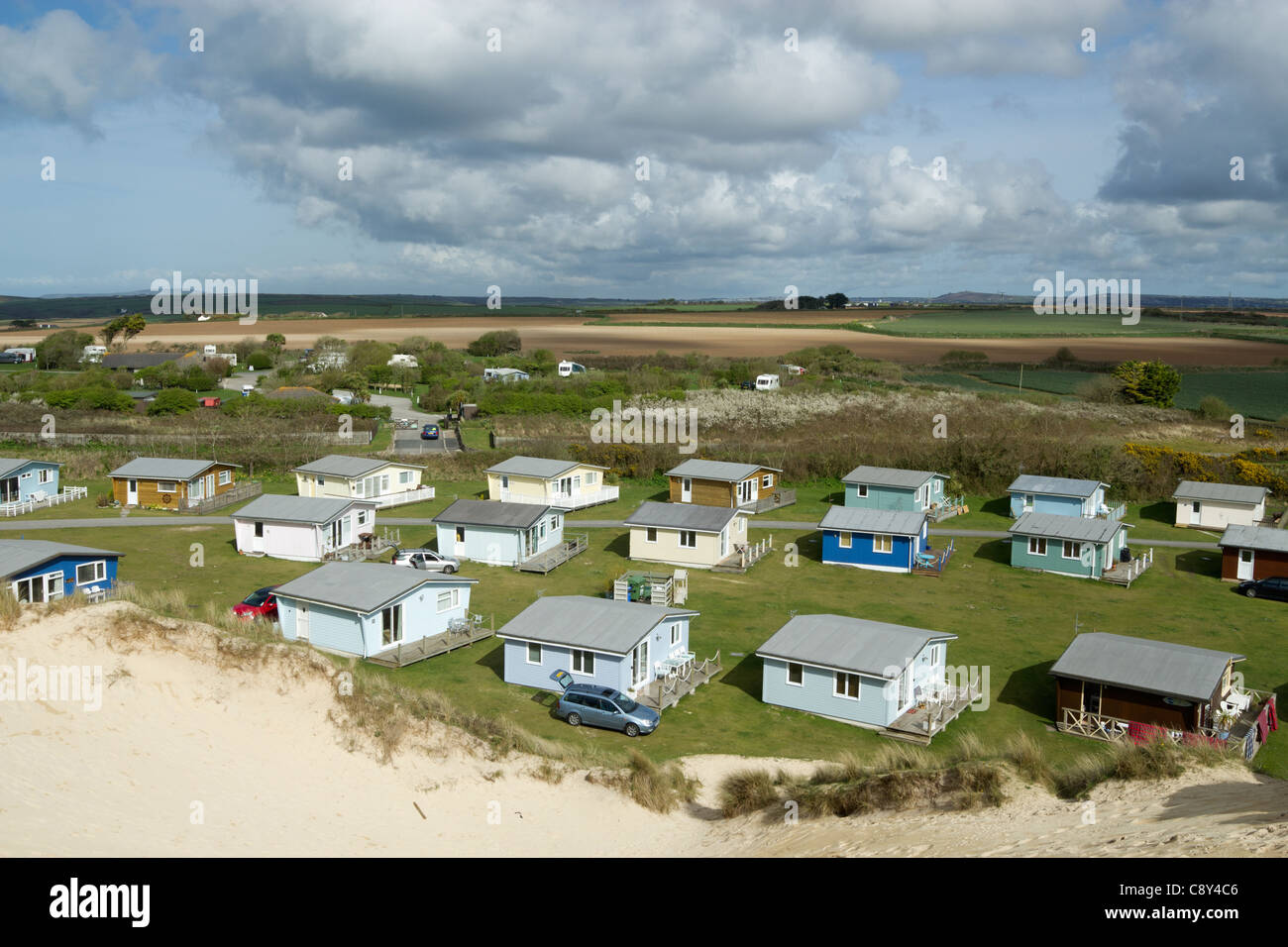 Gwithian Sands Chalets Upton Towans Hayle Cornwall Uk Stock
