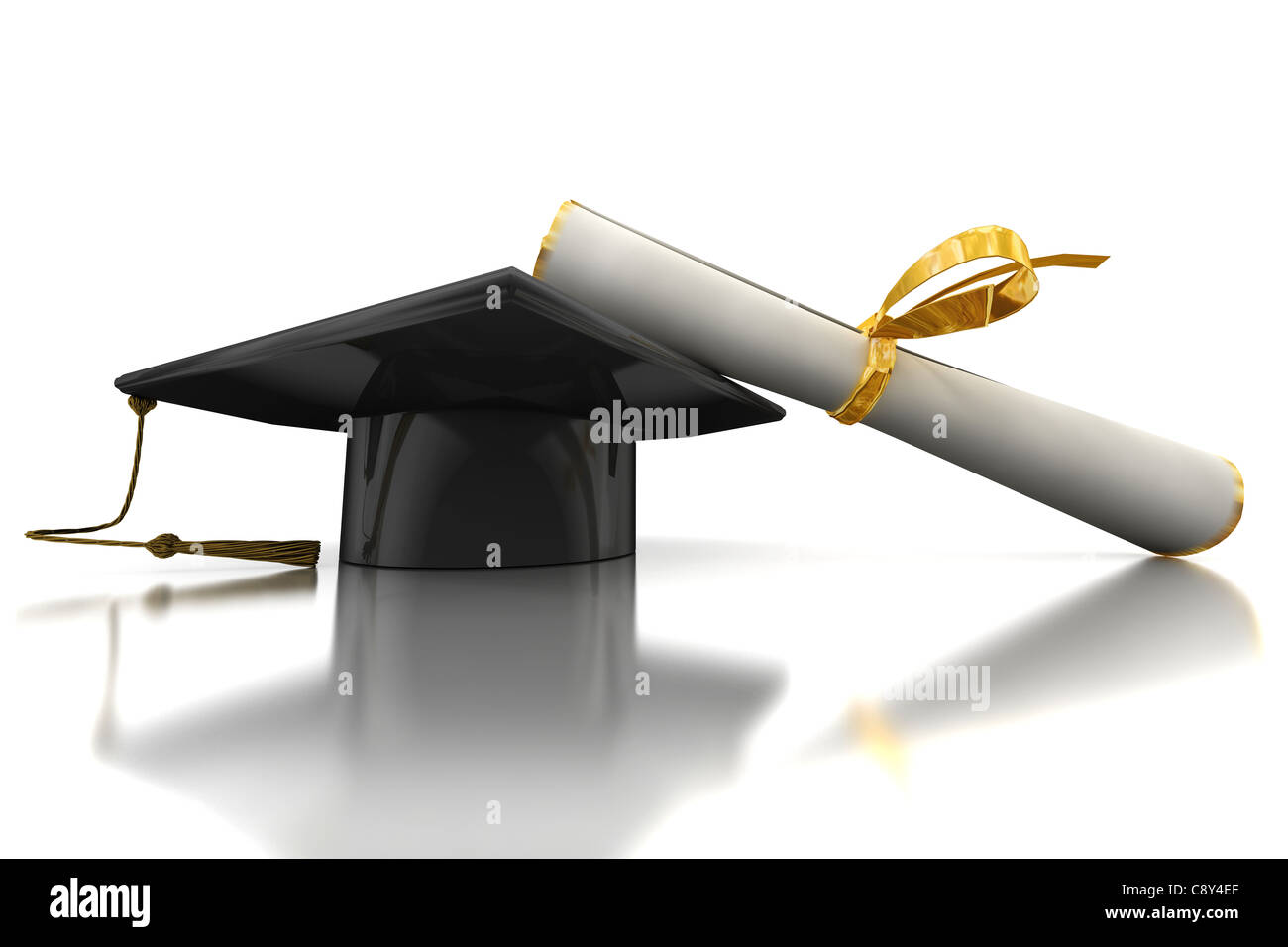 Bachelor's hat and diploma Stock Photo