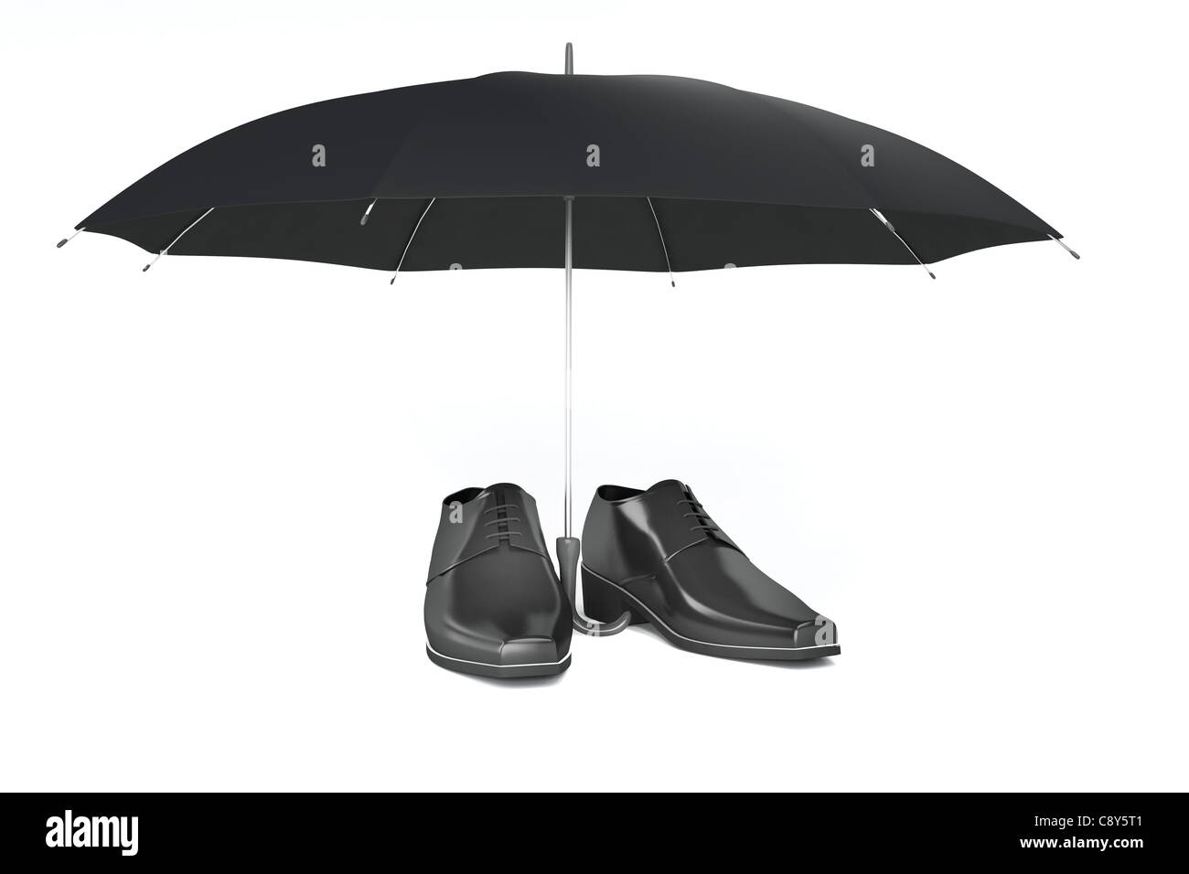 Men's shoes and umbrella Stock Photo