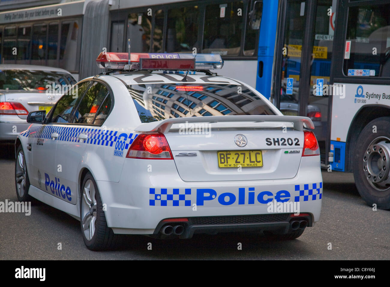Powerful holden police car in carrington street,sydney,australia Stock Photo