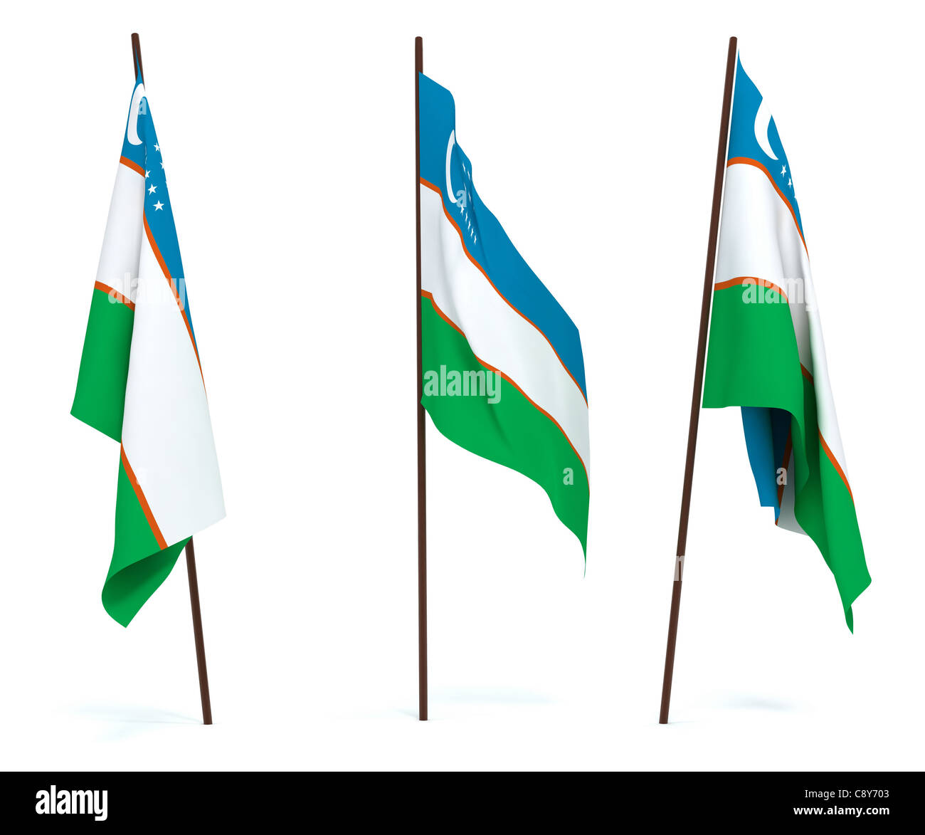 Flag of Uzbekistan Stock Photo