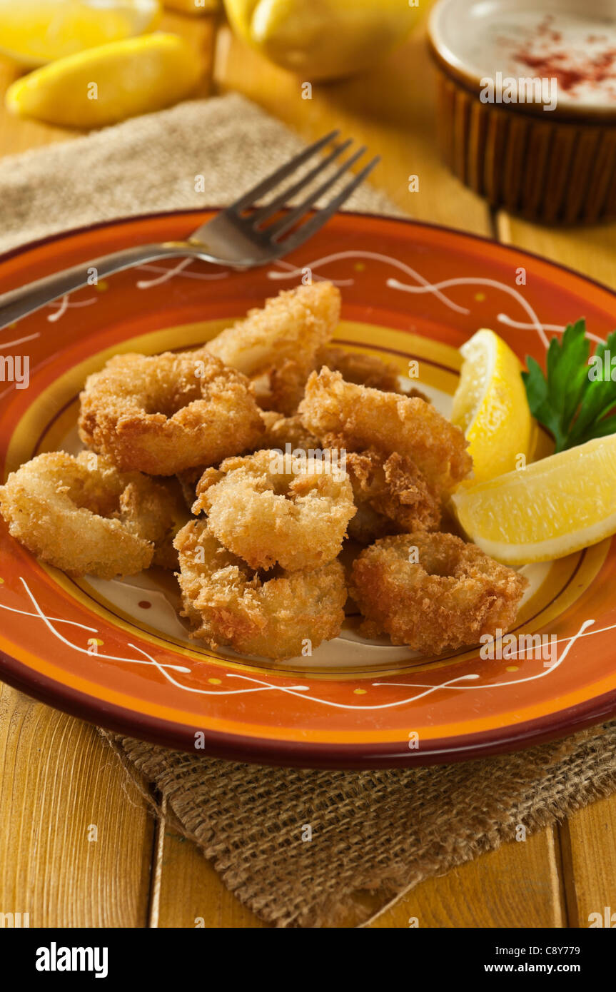 Deep fried calamari or squid Stock Photo