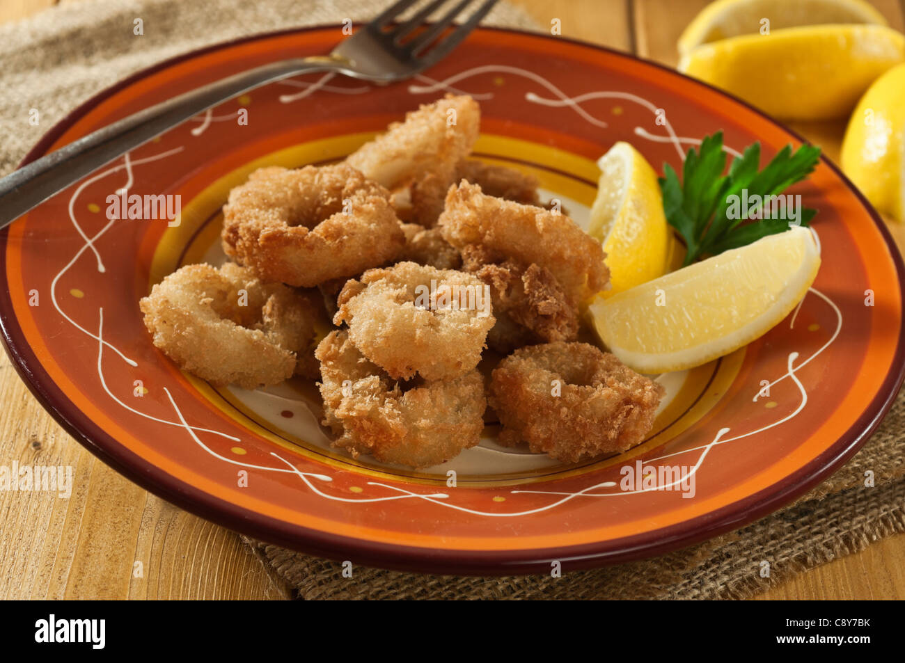 Deep fried calamari or squid Stock Photo