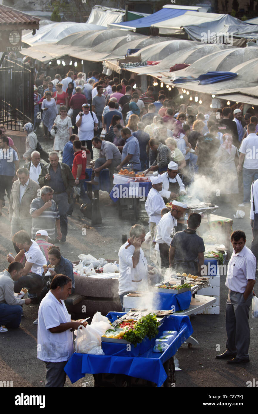 Fish market near Galata bridge, Istanbul, Turkey , Europe, Stock Photo