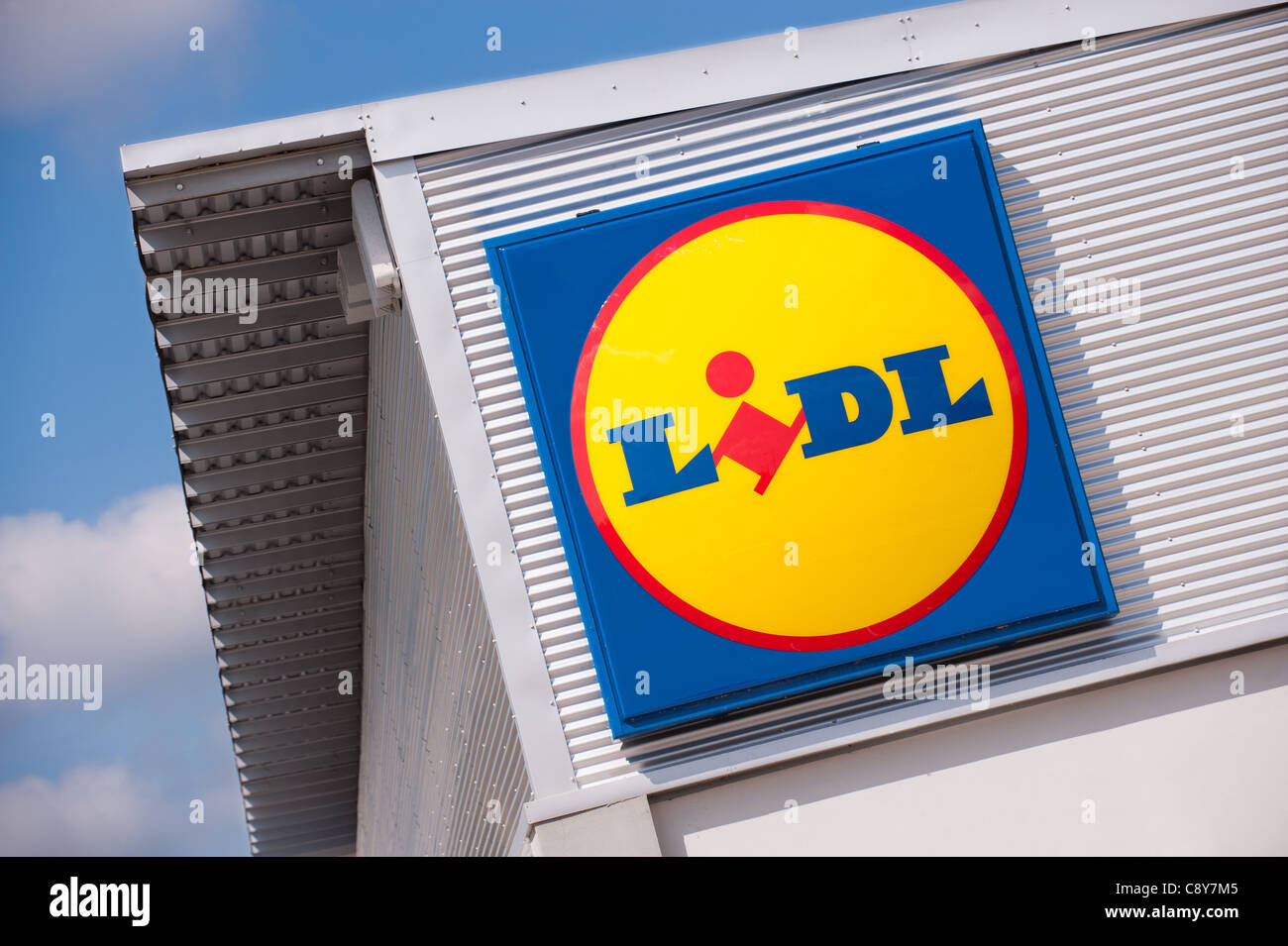 Lidl Sign on the exterior of a local branch Stock Photo