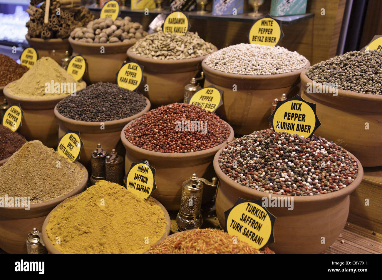 Misir Carsisi, spice bazaar, interieur, Istanbul, Turkey , Europe, Stock Photo