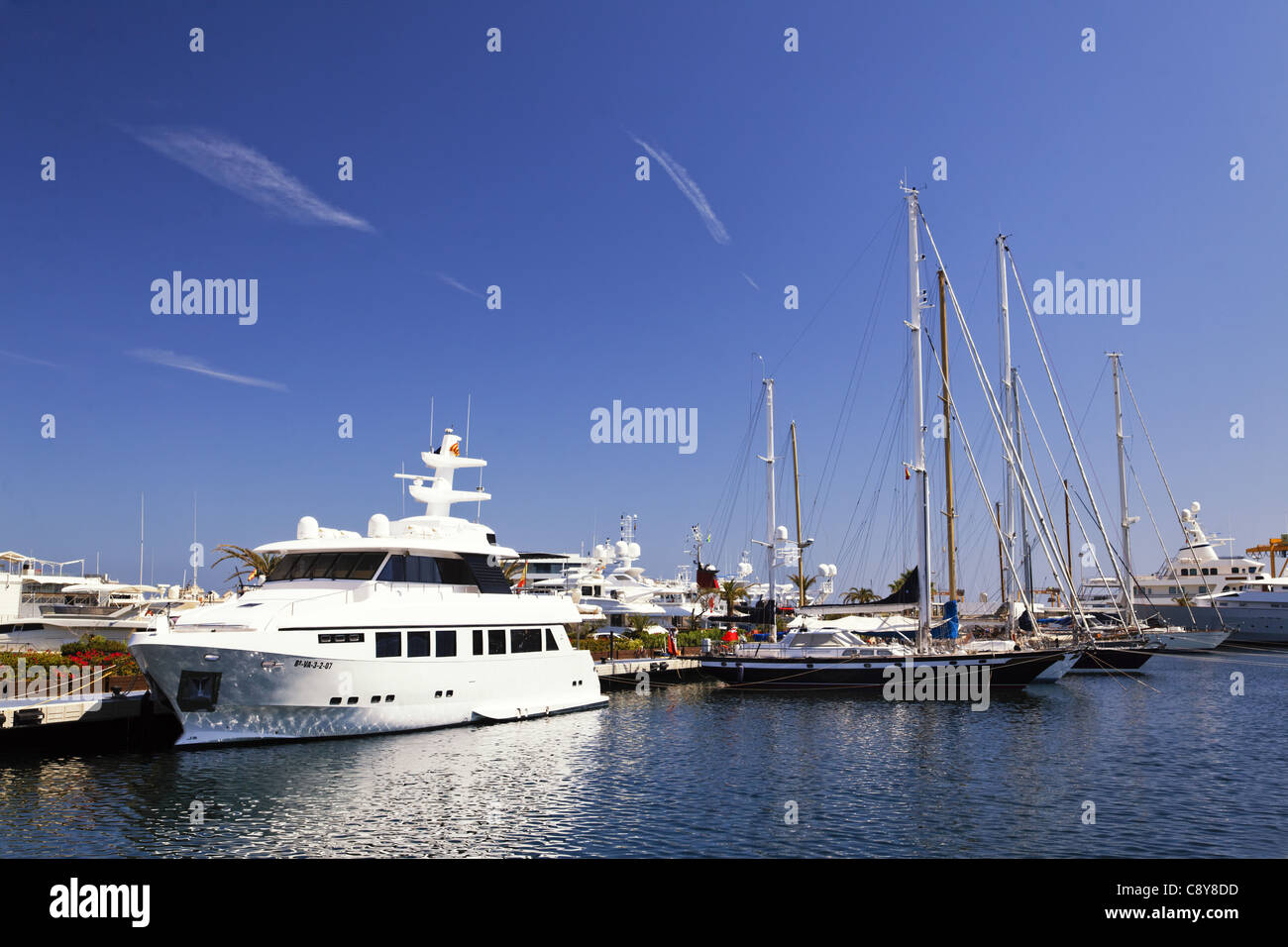 Yard in americas cup harbor in Valencia, Spain Stock Photo