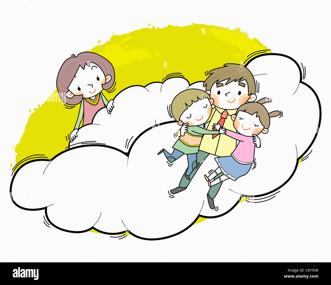 Happy family on clouds Stock Photo Alamy