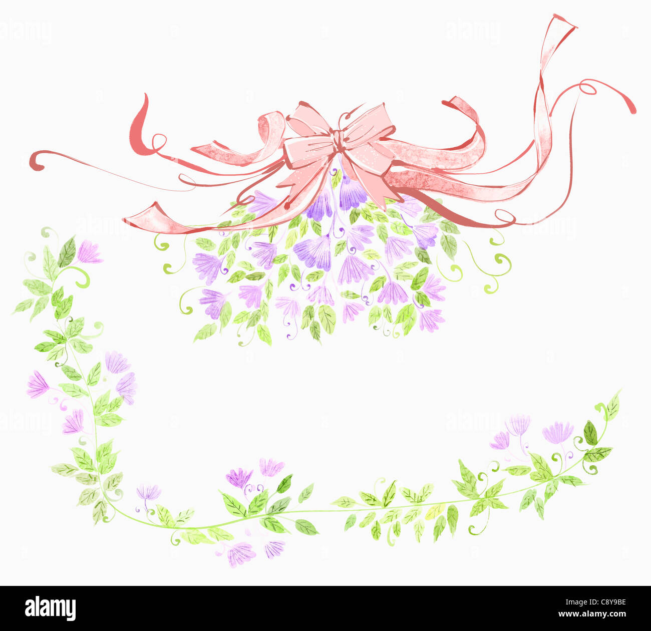 Flower And Ribbon Frame Illustration of various colors of flowers and ribbons for notes Stock ...