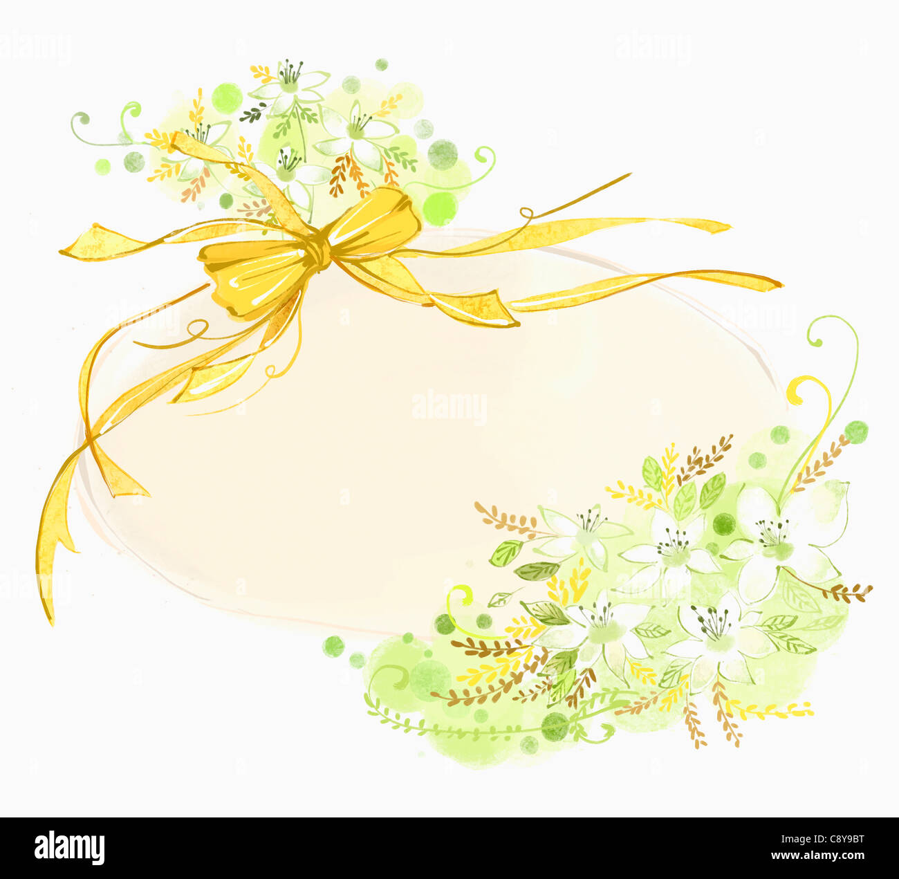 Flower And Ribbon Frame Illustration of various colors of flowers and ribbons for notes Stock ...
