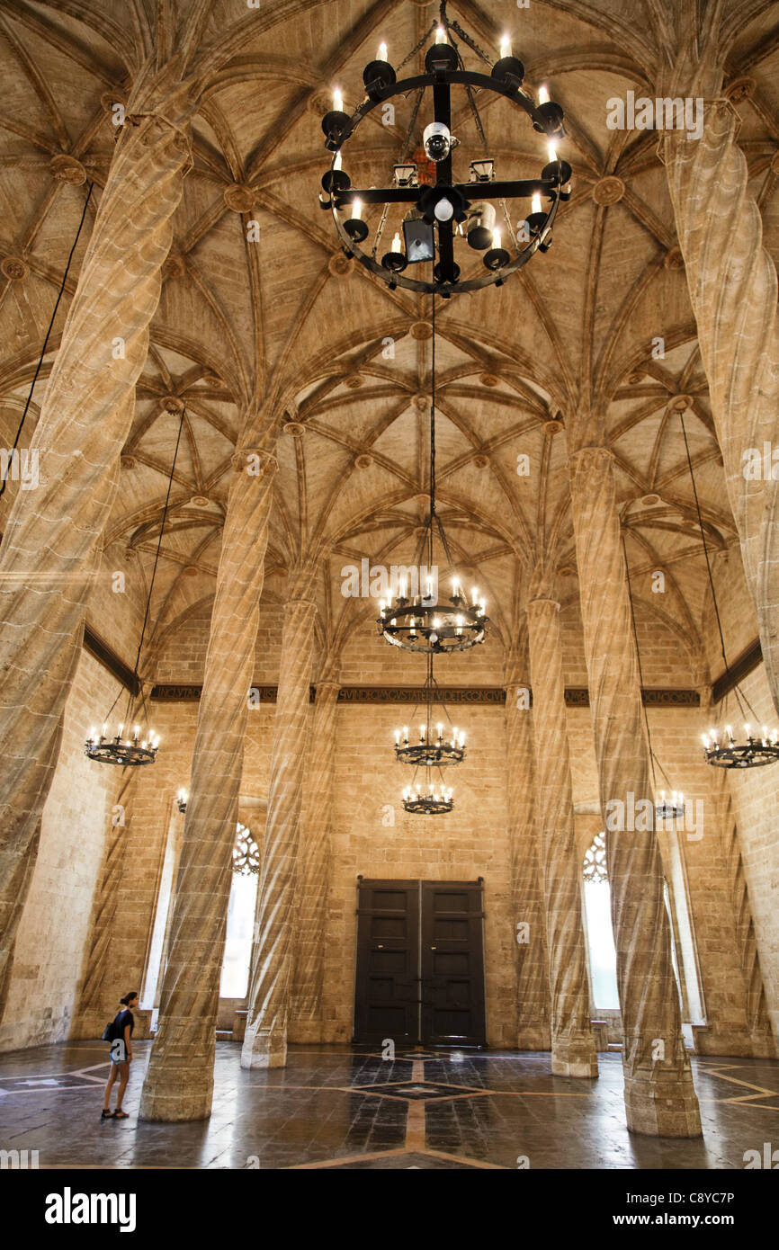 La Lonja de la Seda, UNESCO World heritage, silk exchange, columns, Valencia, Spain Stock Photo