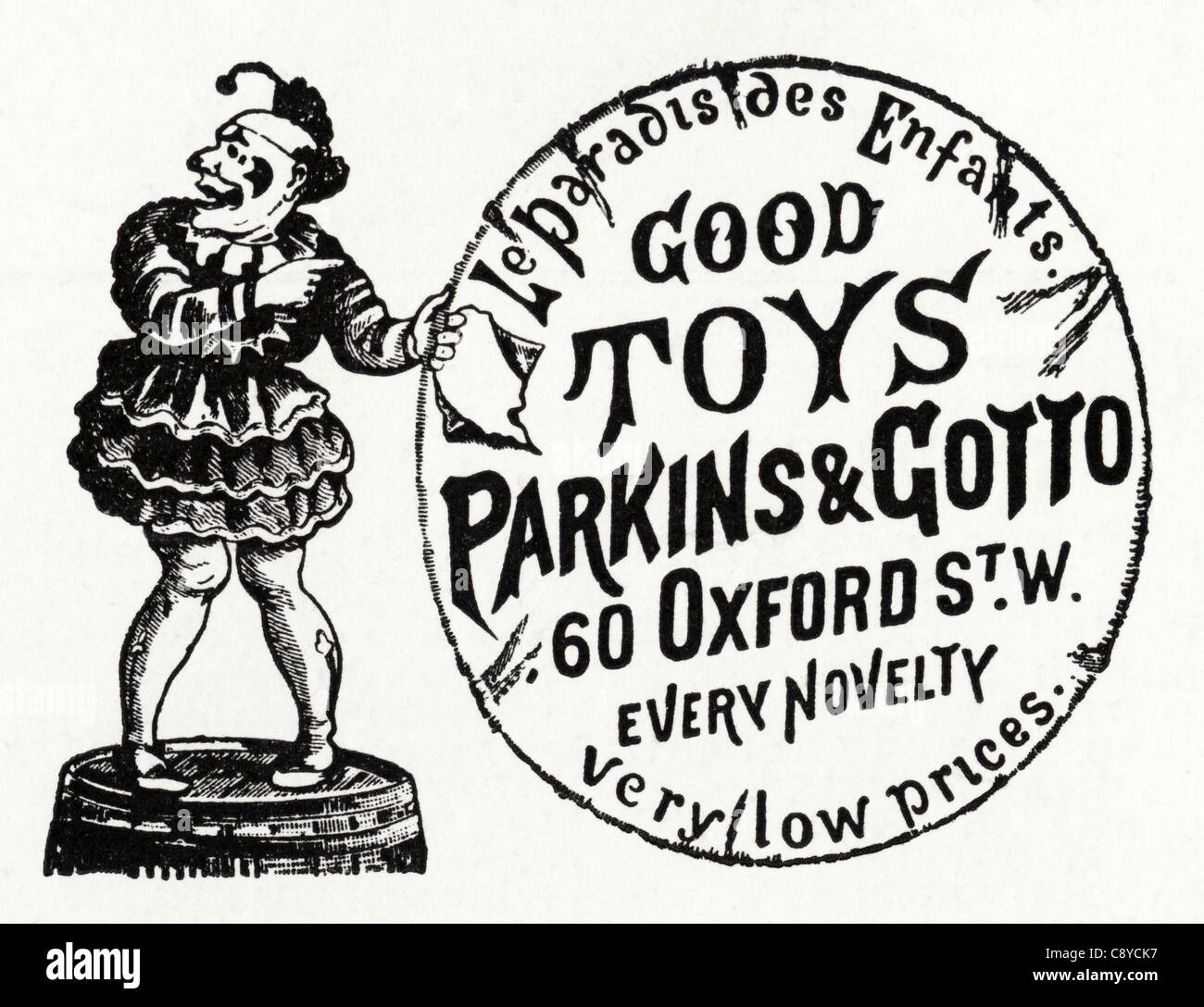 Original Victorian advertisement circa 1892 advertising PARKINS AND GOTTO  toy shop Stock Photo - Alamy