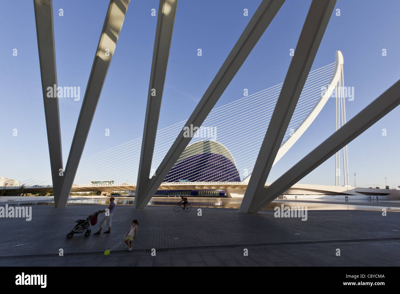 Agora, Puente de l Assut, bridge, City of sciences, Calatrava, Valencia, Spain Stock Photo