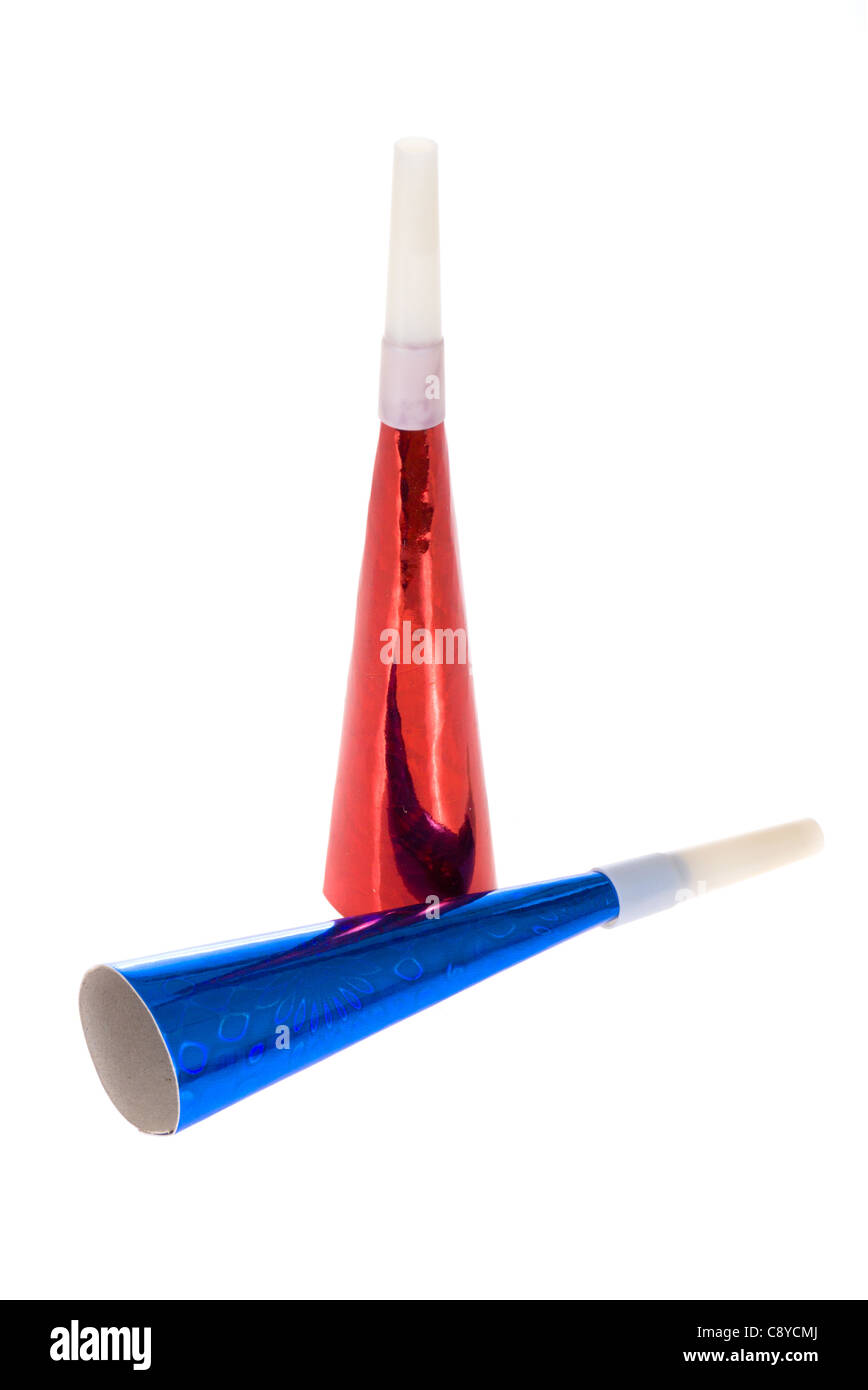 Party Blowers, photo on the white background Stock Photo