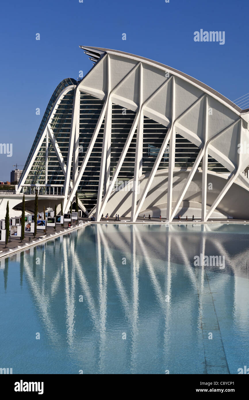 Príncipe Felipe Science Museum, City of sciences and arts by architect Santiago Calatrava  Stock Photo