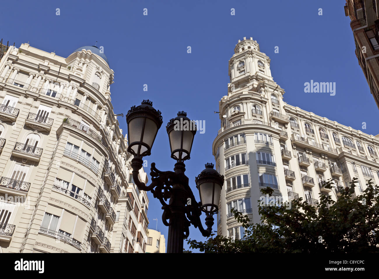 Modernisme buildling in old city center of Valencia, Spain Stock Photo