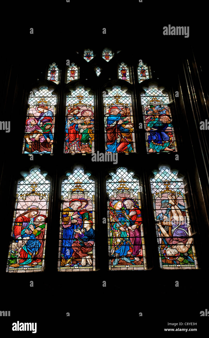Stain glass window, Lavenham church, Suffolk, England. Stock Photo