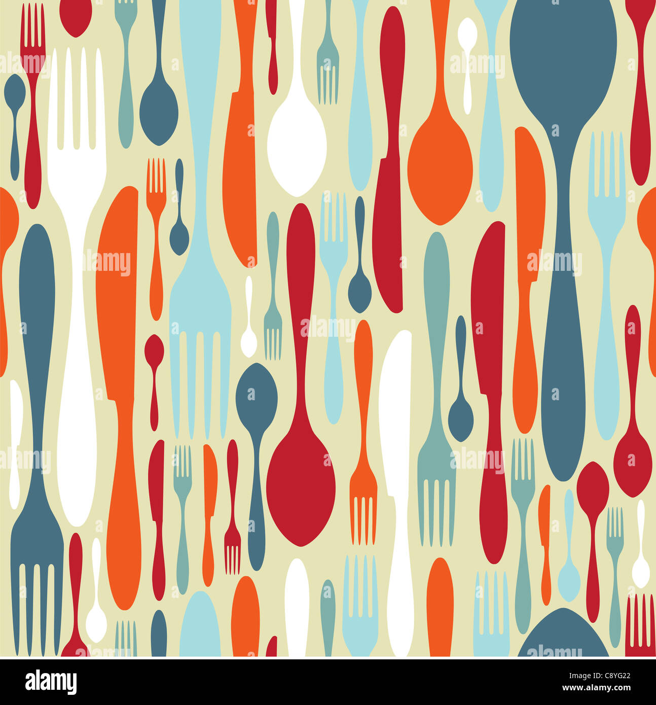 Silverware icons seamless pattern background. Fork, knife and spoon ...