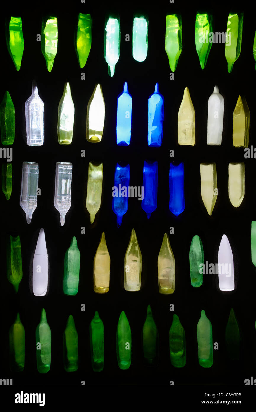 Glass bottle wall Stock Photo Alamy