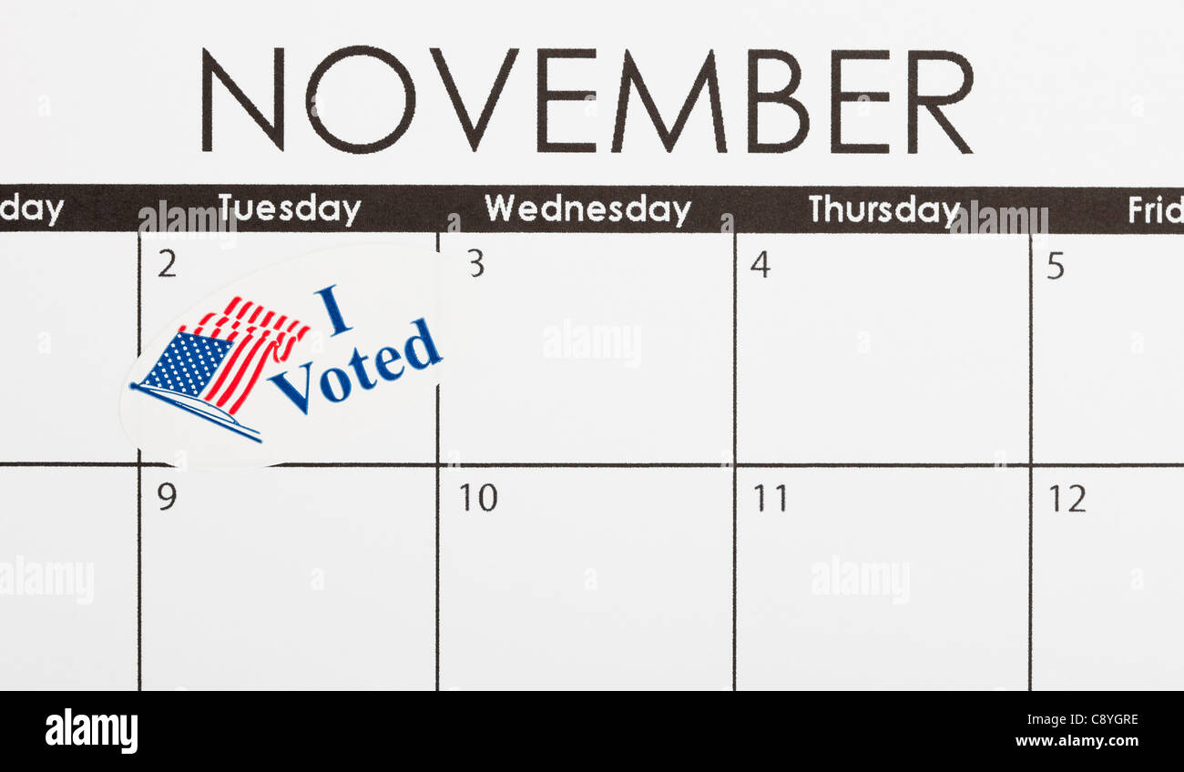 Calendar with election day marked Stock Photo Alamy
