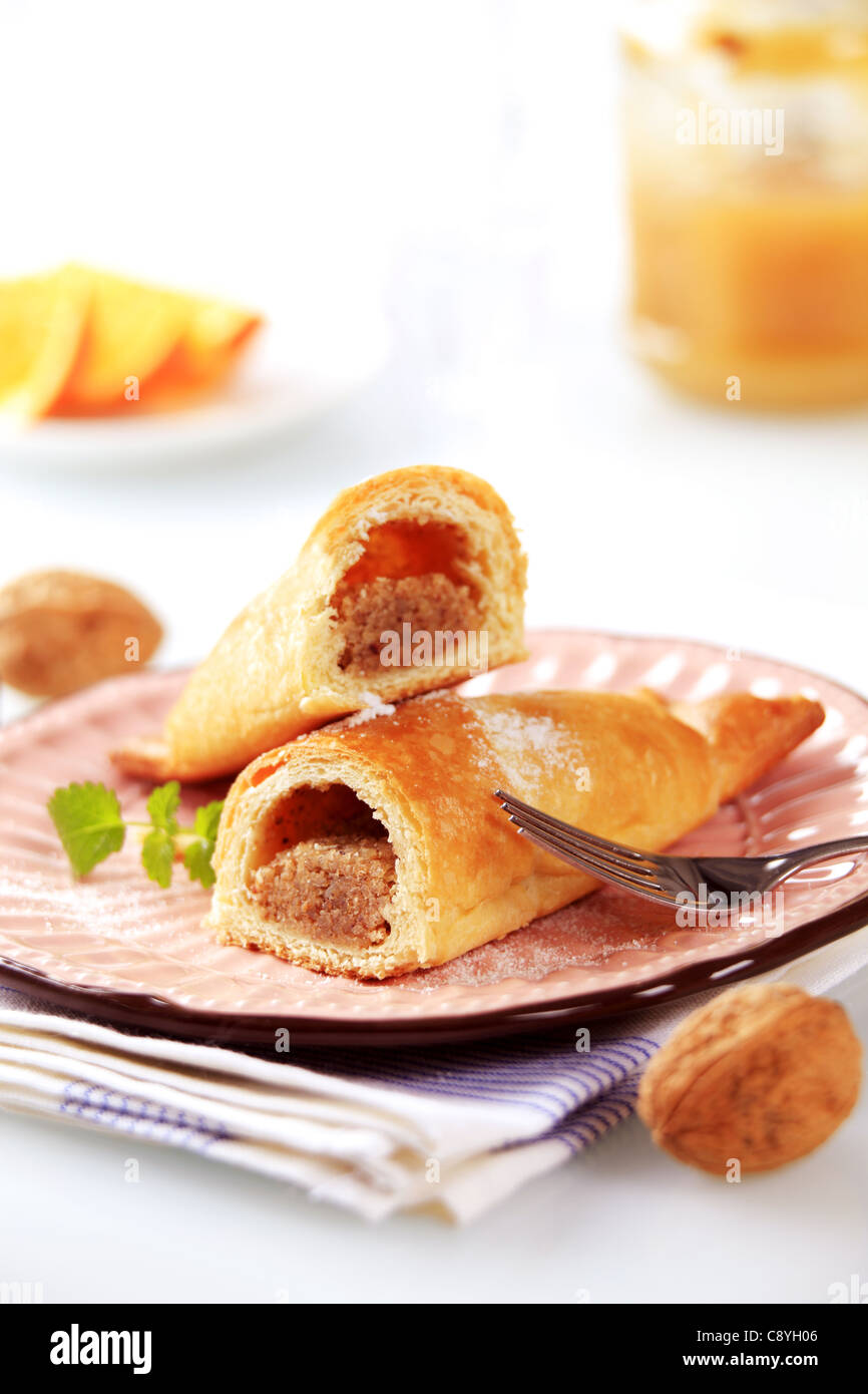 Sweet pastry rolls with nut filling Stock Photo Alamy
