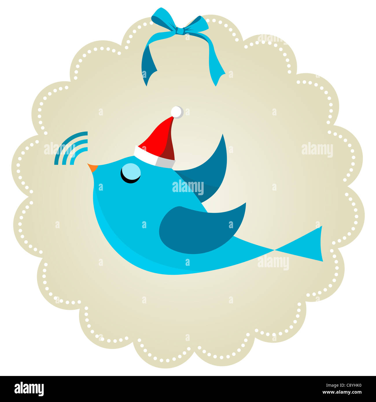Twitter bird communication at Christmas time. Social media network connection concept Stock Photo