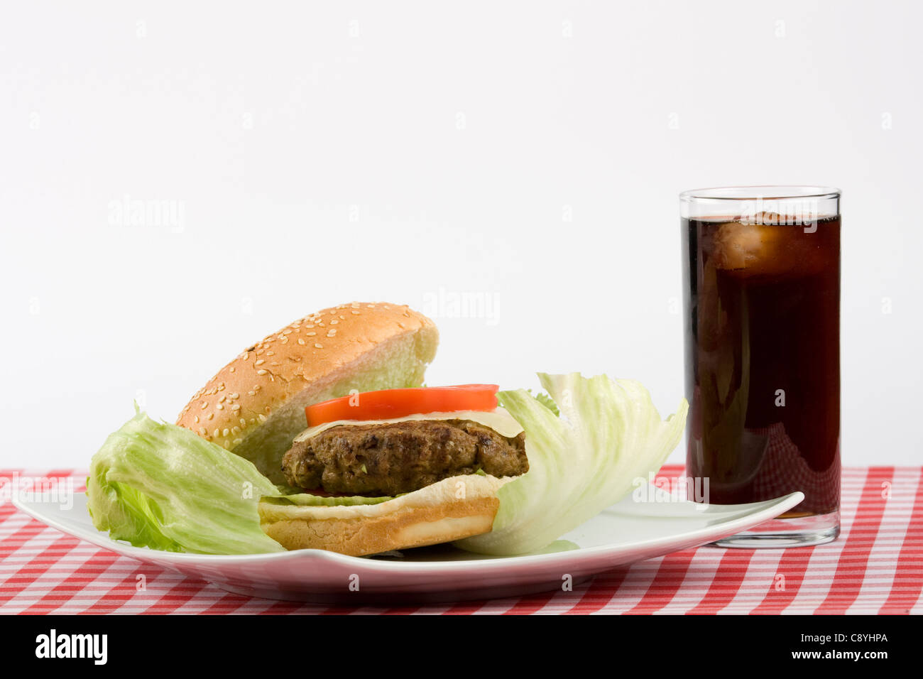 Hamburger with cheese  on a white background Stock Photo
