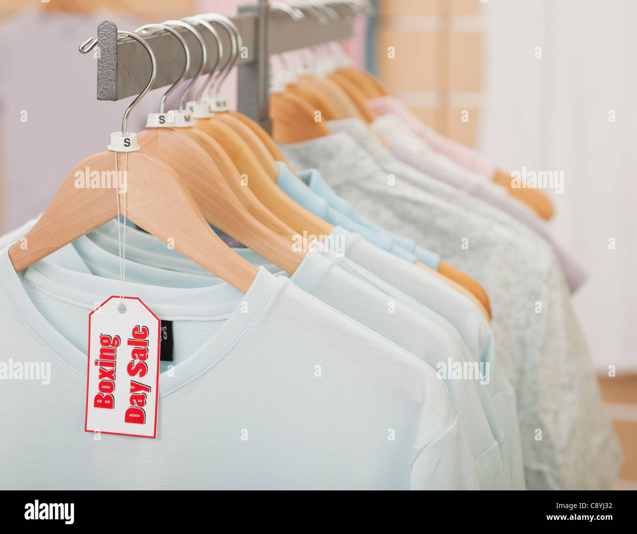 Empty Clothes Hangers Tag Inscriptions Clearance Stock Vector