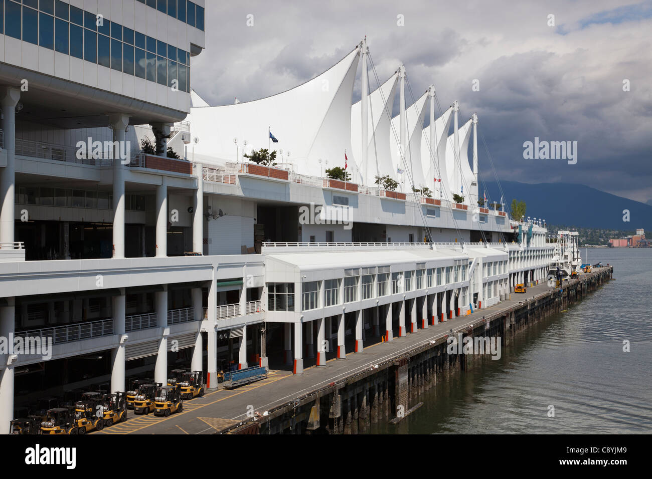 Canada Place in Vancouver where cruise ships arrive and depart. Stock Photo