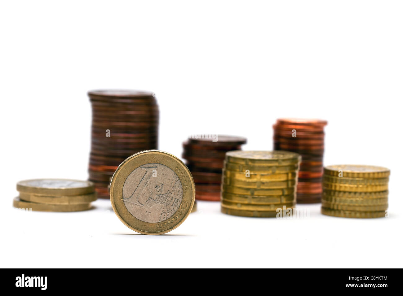 Euro coins isolated on white background Stock Photo - Alamy