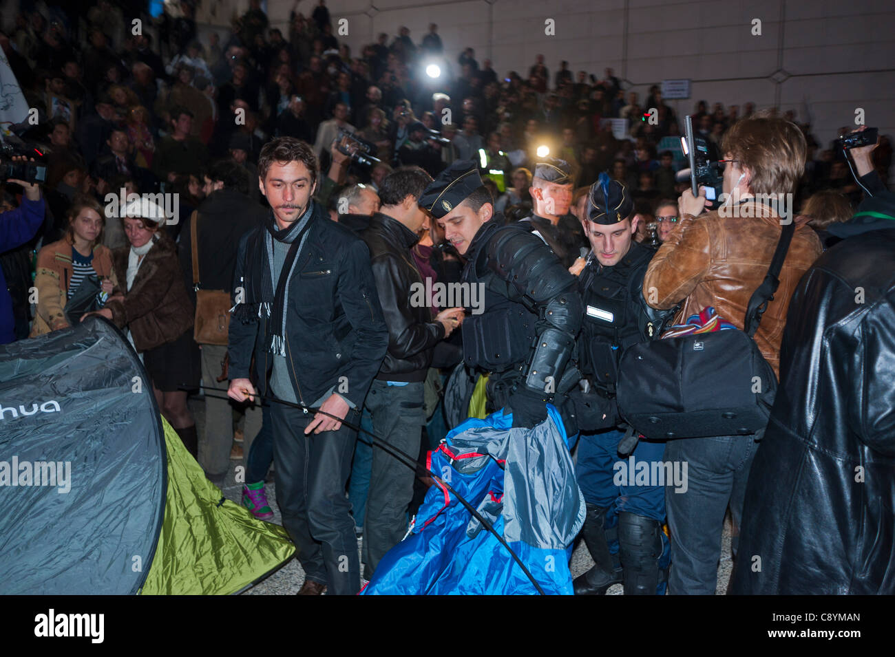 Disagreements tents police night outside teens europe city opposing hi ...