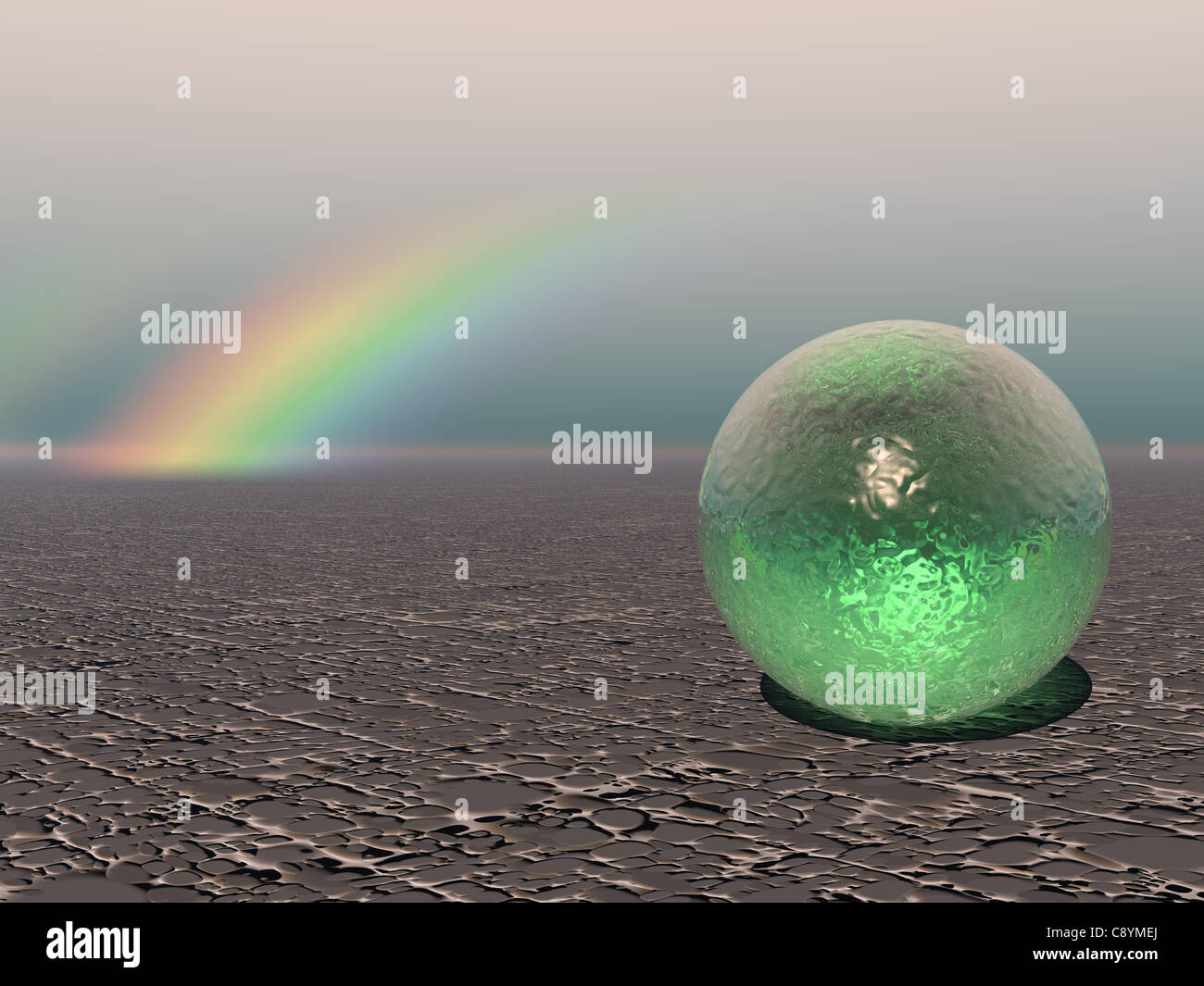 Abstract - Colourful Sphere with Rainbow (CGI) Stock Photo