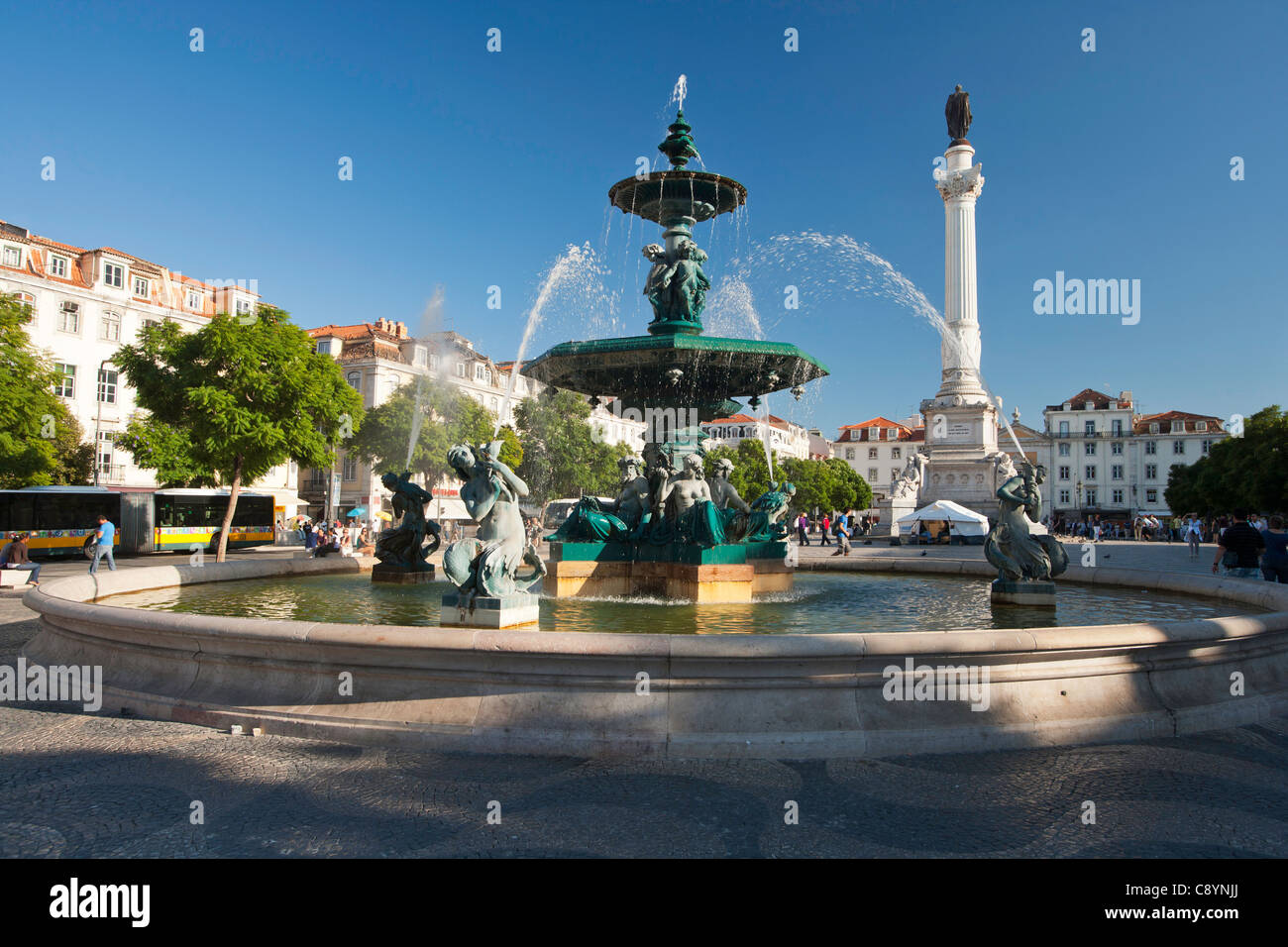Lisbon fountain, landscape mode. Stock Photo
