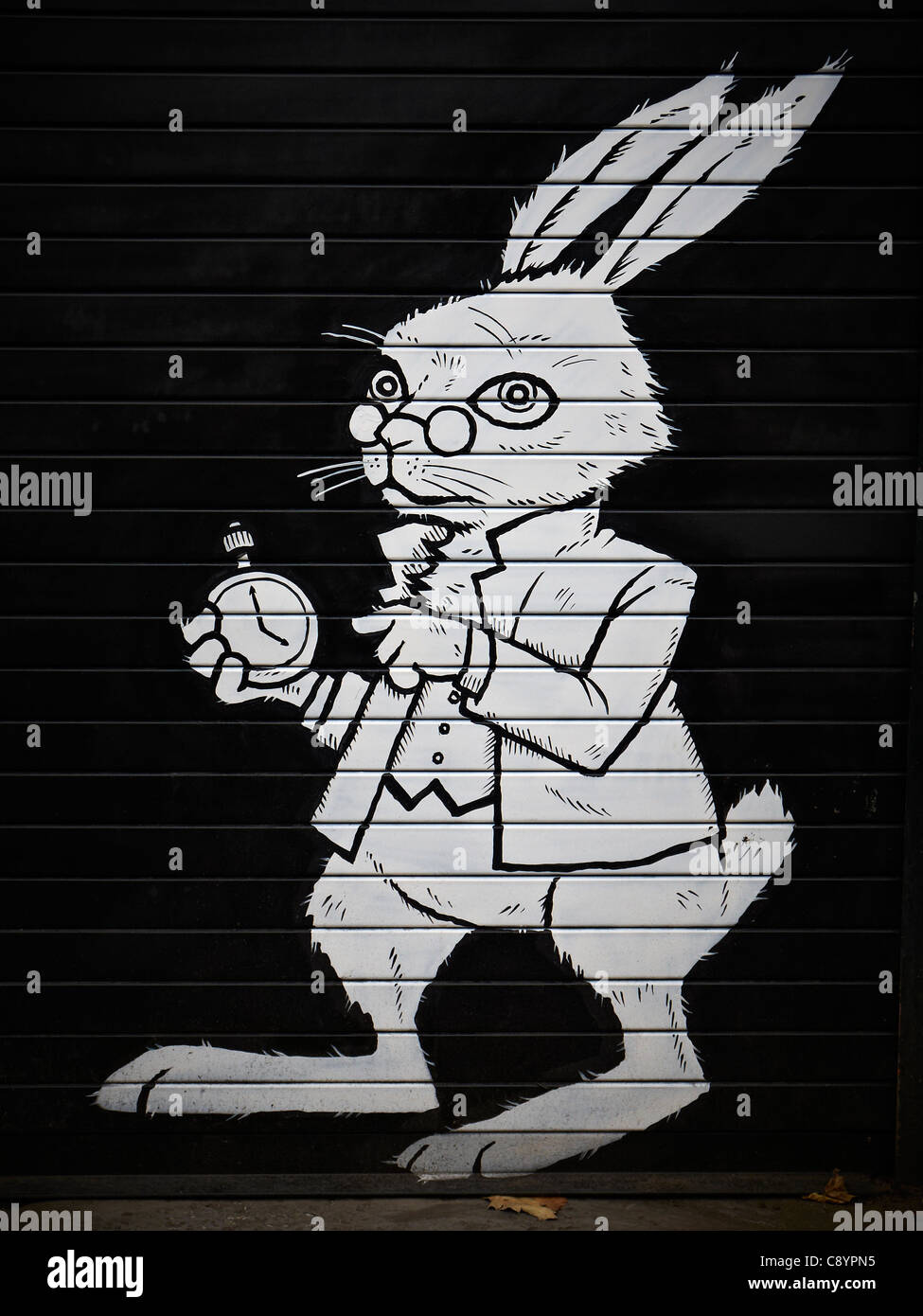 White rabbit illustration from the film Alice in Wonderland Stock Photo