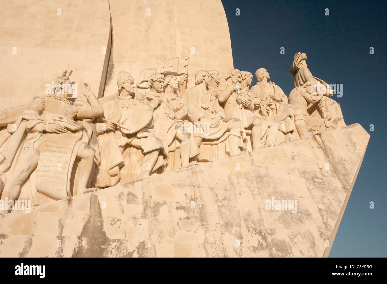 Evening light on the Monument to the Discoveries, Lisbon, Portugal , landscape view Stock Photo