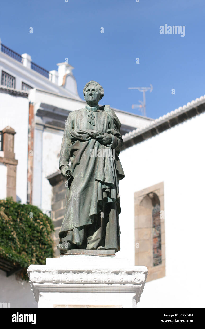 Statue of a man in a square or plaza along Calle O'Daly in Santa Cruz de La Palma, Canary Islands Stock Photo