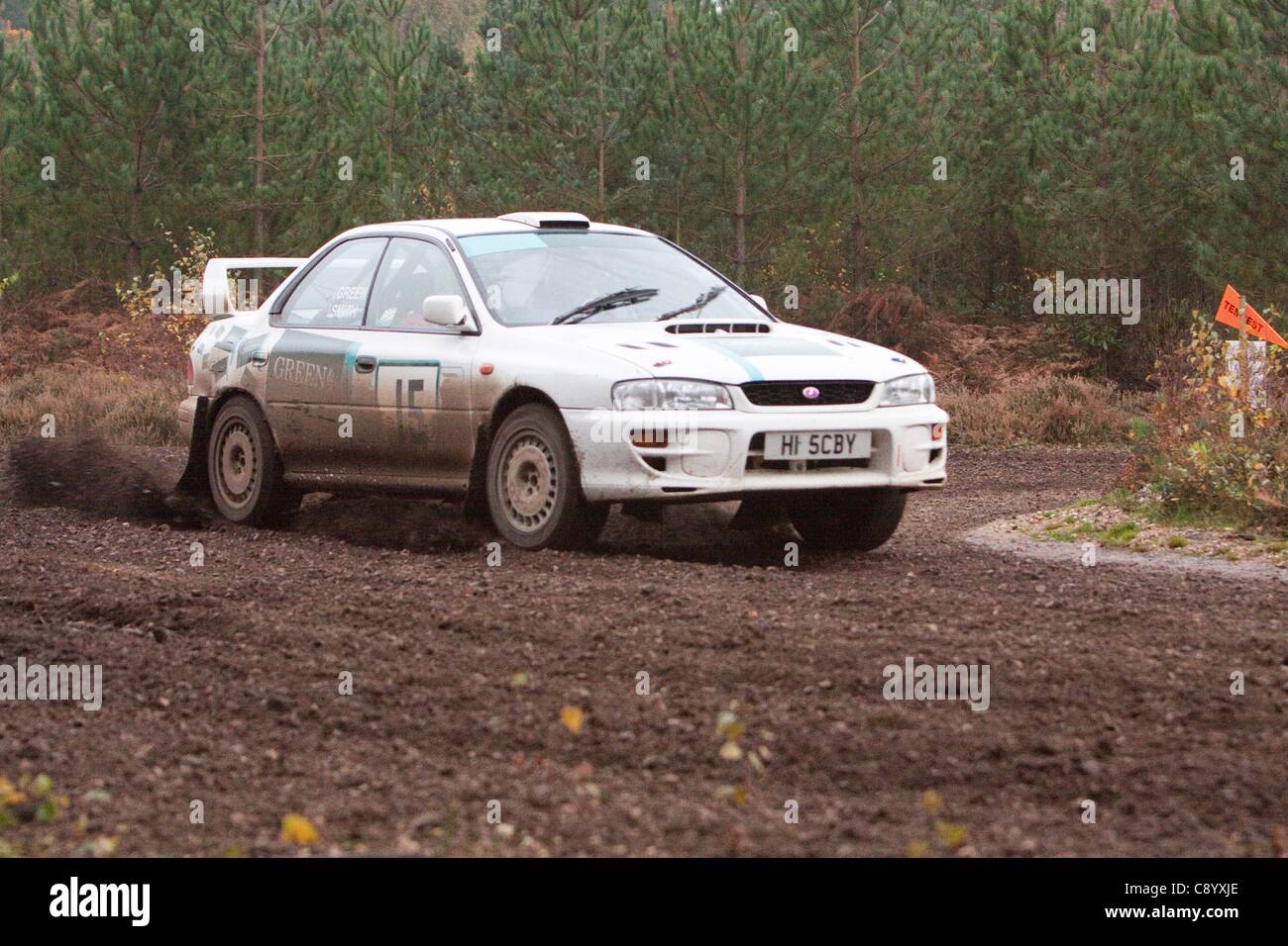Cars competing in the Tempest Rally, Eversley. The Tempest Rally is a ...
