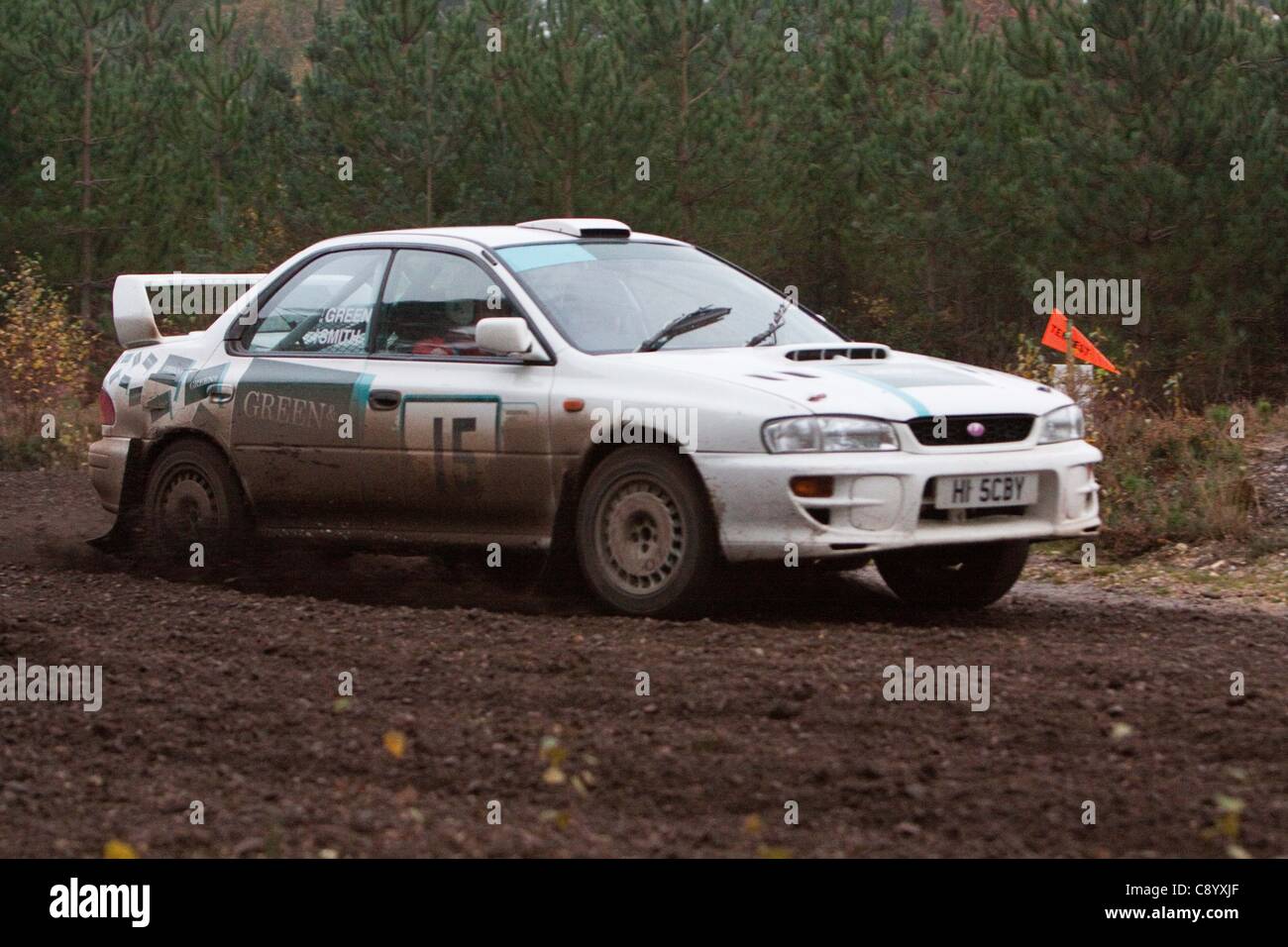 Cars competing in the Tempest Rally, Eversley. The Tempest Rally is a ...