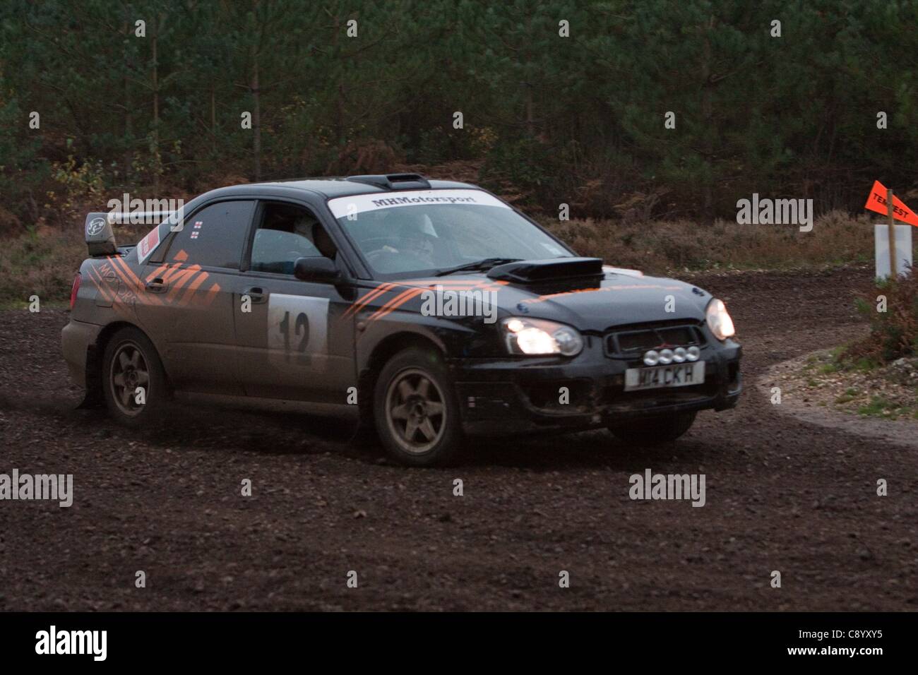 Cars competing in the Tempest Rally, Eversley. The Tempest Rally is a ...