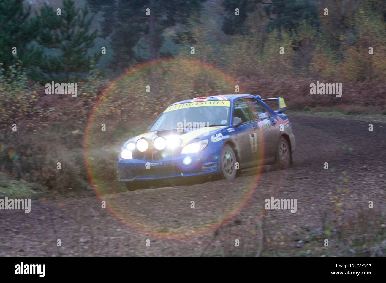 Cars competing in the Tempest Rally, Eversley. The Tempest Rally is a ...