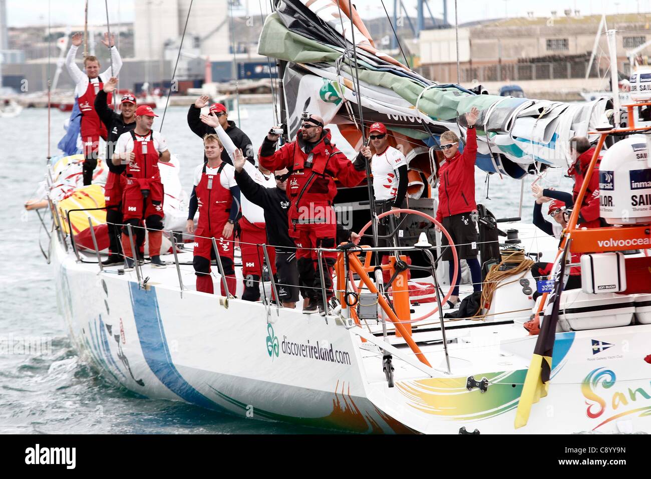 05.11.2011. Alicante, Spain. CHN Team Sanya at the Volvo Ocean Race start in Alicante's harbour. Stock Photo