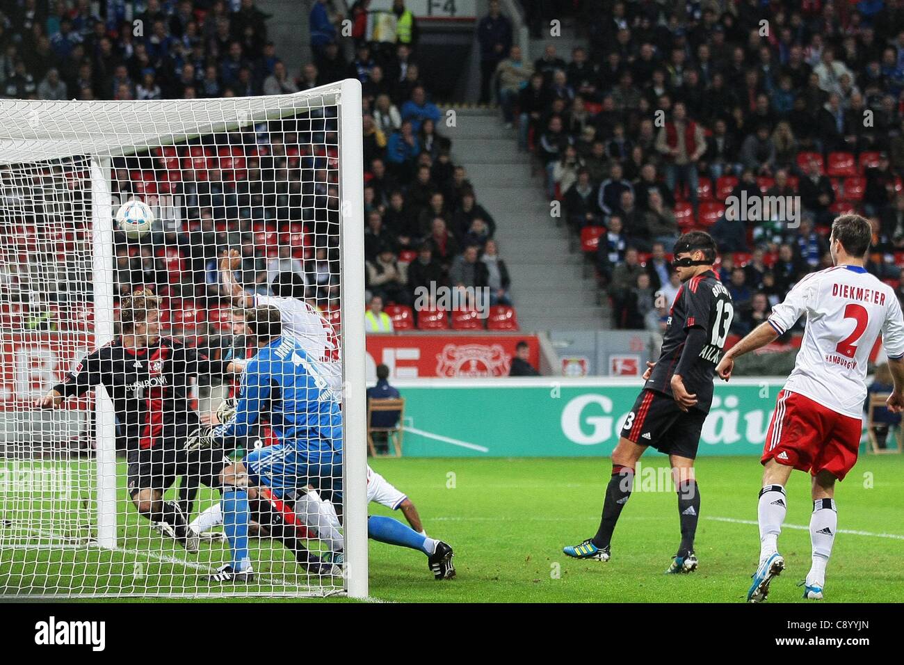 05.11.2011. Bayer Leverkusen versus Hamburg SV in the BayArena in Leverkusen Goal for 2-0 through Lars Bender Leverkusen Stock Photo